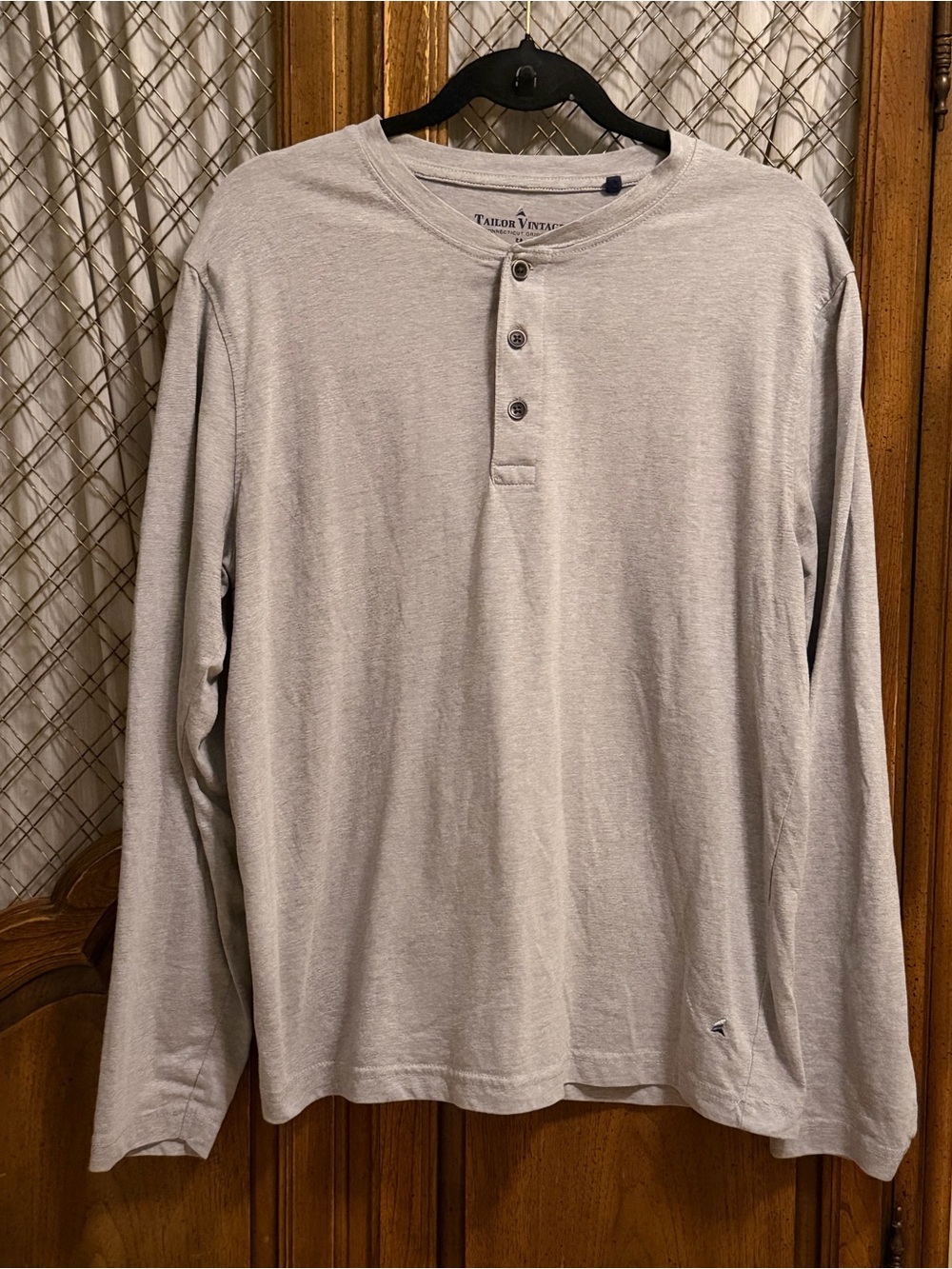 Tailor Vintage Gray Long Sleeve Henley Shirt SIZE